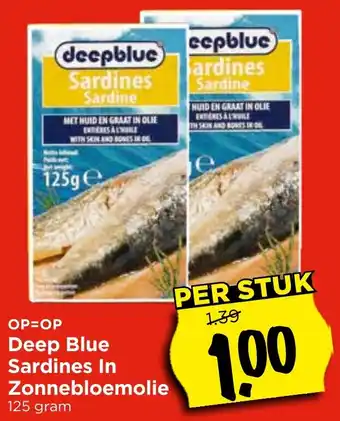 Vomar Voordeelmarkt Deep Blue Sardines In Zonnebloemolie aanbieding