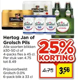 Vomar Voordeelmarkt Hertog Jan of Grolsch Pils aanbieding