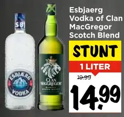 Vomar Voordeelmarkt Esbjaerg Vodka of Clan MacGregor Scotch Blend aanbieding