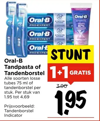 Vomar Voordeelmarkt Oral B Tandpasta of Tandenborstel aanbieding