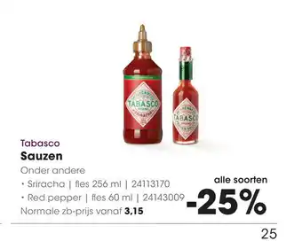 HANOS Tabasco Sauzen aanbieding