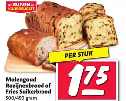 Nettorama Molengoud Rozijnenbrood of Fries Suikerbrood aanbieding