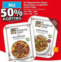 Hoogvliet De Vegetarische Slager kipstuckjes, rul gehackt of let it beef aanbieding