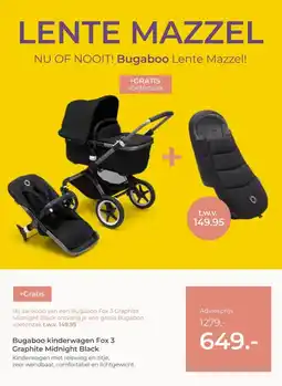 Prenatal Bugaboo kinderwagen Fox 3 Graphite Midnight Black aanbieding