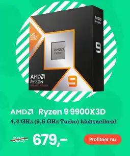 Paradigit AMD Ryzen 9 9900X3D 4,4 GHz (5,5 GHz Turbo) kloksnelheid aanbieding