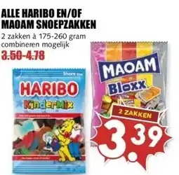 MCD Supermarkt ALLE HARIBO EN/OF MAOAM SNOEPZAKKEN aanbieding