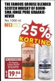 MCD Supermarkt THE FAMOUS GROUSE BLENDED SCOTCH WHISKY OF BOOM- SMA JONGE PURE GRAANJE- NEVER aanbieding