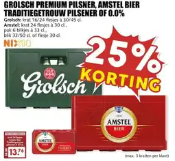 MCD Supermarkt GROLSCH PREMIUM PILSNER, AMSTEL BIER TRADITIEGETROUW PILSENER OF 0.0% aanbieding