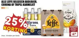 MCD Supermarkt ALLE LEFFE BELGISCH ABDIJBIER, CORONA OF TRIPEL KARMELIET aanbieding