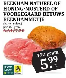 MCD Supermarkt BEENHAM NATUREL OF HONING-MOSTERD OF VOORGEGAARD BETUWS BEENHAMMETJE aanbieding