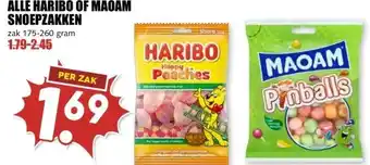 MCD Supermarkt ALLE HARIBO OF MAOAM SNOEPZAKKEN aanbieding