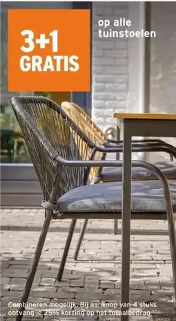 GAMMA 3+1 GRATIS op alle tuinstoelen aanbieding