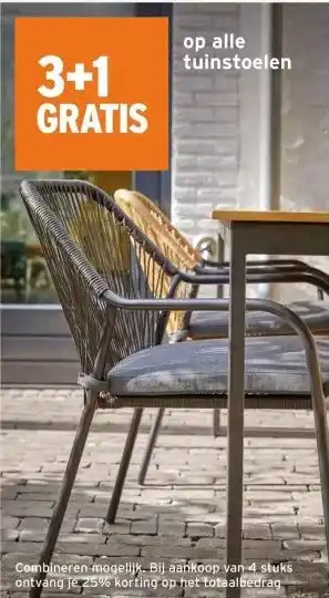 GAMMA 3+1 GRATIS op alle tuinstoelen aanbieding