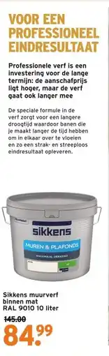 GAMMA Sikkens muurverf binnen mat RAL 9010 10 liter aanbieding