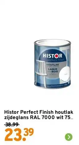 GAMMA Histor Perfect Finish houtlak zijdeglans RAL 7000 wit 750 ml aanbieding