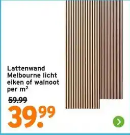 GAMMA Lattenwand Melbourne licht eiken of walnoot per m² aanbieding