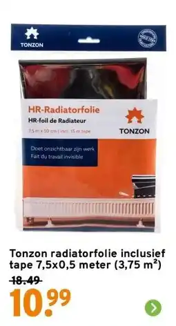 GAMMA Tonzon radiatorfolie inclusief tape 7,5x0,5 meter (3,75 m²) aanbieding