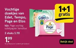 Etos Vochtige doekjes van Edet, Tempo, Page en Etos aanbieding