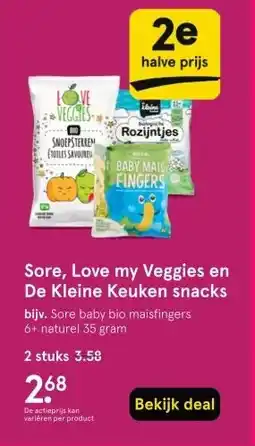 Etos Sore, Love my Veggies en De Kleine Keuken snacks aanbieding