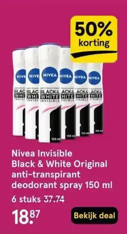 Etos Nivea Invisible Black & White Original anti-transpirant deodorant spray 150 ml aanbieding