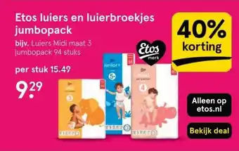 Etos Etos luiers en luierbroekjes jumbopack aanbieding