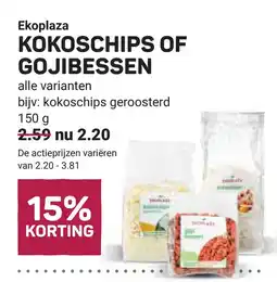 Ekoplaza Ekoplaza KOKOSCHIPS OF GOJIBESSEN aanbieding