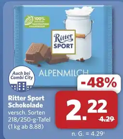 Combi Ritter Sport Schokolade aanbieding