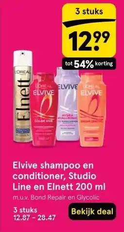 Etos Elvive shampoo en conditioner, Studio Line en Elnett 200 ml aanbieding