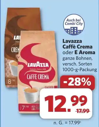 Combi Lavazza Caffè Crema oder E Aroma aanbieding