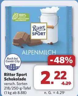 Combi Ritter Sport Schokolade aanbieding