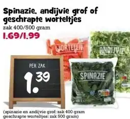 Boon`s Markt Spinazie, andijvie grof of geschrapte worteltjes aanbieding