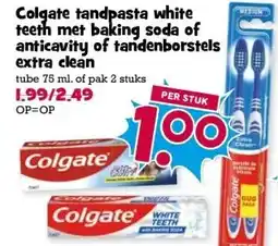 Boon`s Markt Colgate tandpasta white teeth met baking soda of anticavity of tandenborstels extra clean aanbieding