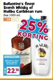 Boon`s Markt Ballantine's finest Scotch Whisky of Malibu Caribbean rum aanbieding