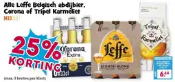 Boon`s Markt Alle Leffe Belgisch abdijbier. Corona of Tripel Karmeliet aanbieding