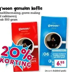 Boon`s Markt g'woon gemalen koffie aanbieding