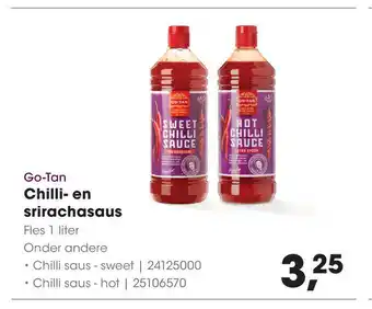 HANOS Go-Tan Chilli-en srirachasaus 1 liter aanbieding