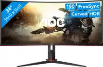 Bol.com AOC Gaming CU34G2XP - Ultrawide Gaming Monitor - 180hz - 34 inch aanbieding