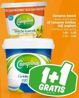 Poiesz Campina kwark of Campina Griekse stijl yoghurt aanbieding