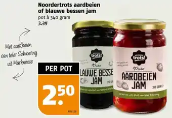 Poiesz Noordertrots aardbeien of blauwe bessen jam aanbieding