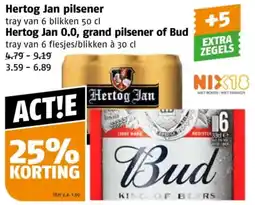 Poiesz Hertog Jan pilsener, Hertog Jan 0.0, grand pilsener of Bud aanbieding