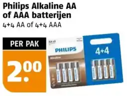 Poiesz Philips Alkaline AA of AAA batterijen aanbieding