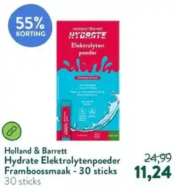 Holland & Barrett Hydrate Elektrolytenpoeder Framboossmaak - 30 sticks aanbieding