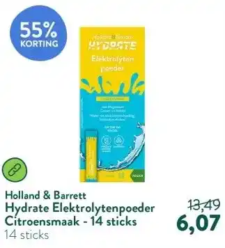 Holland & Barrett Hydrate Elektrolytenpoeder Citroensmaak - 14 sticks aanbieding