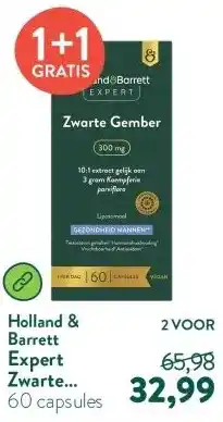 Holland & Barrett Expert Zwarte Gember 300mg 10:1 Extract Gelijk Aan 3 Gram Kaempferia Parviflora Liposomaal aanbieding