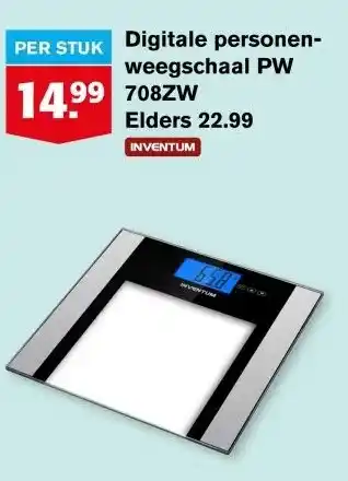 Hoogvliet PER STUK Digitale personen- weegschaal PW 7082W aanbieding