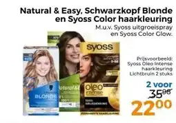 Trekpleister Natural & Easy, Schwarzkopf Blonde en Syoss Color haarkleuring aanbieding