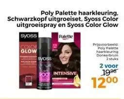 Trekpleister Poly Palette haarkleuring, Schwarzkopf uitgroeiset, Syoss Color uitgroeispray en Syoss Color Glow aanbieding