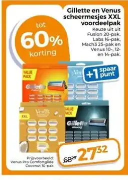 Trekpleister Gillette en Venus scheermesjes XXL voordeelpak aanbieding