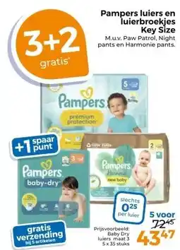 Trekpleister Pampers luiers en luierbroekjes Key Size aanbieding