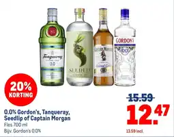 Makro 0.0% Gordon's, Tanqueray, Seedlip of Captain Morgan aanbieding